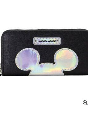 Disney Mickey Mouse Black Opalescent Wallet Zip Around Wristlet